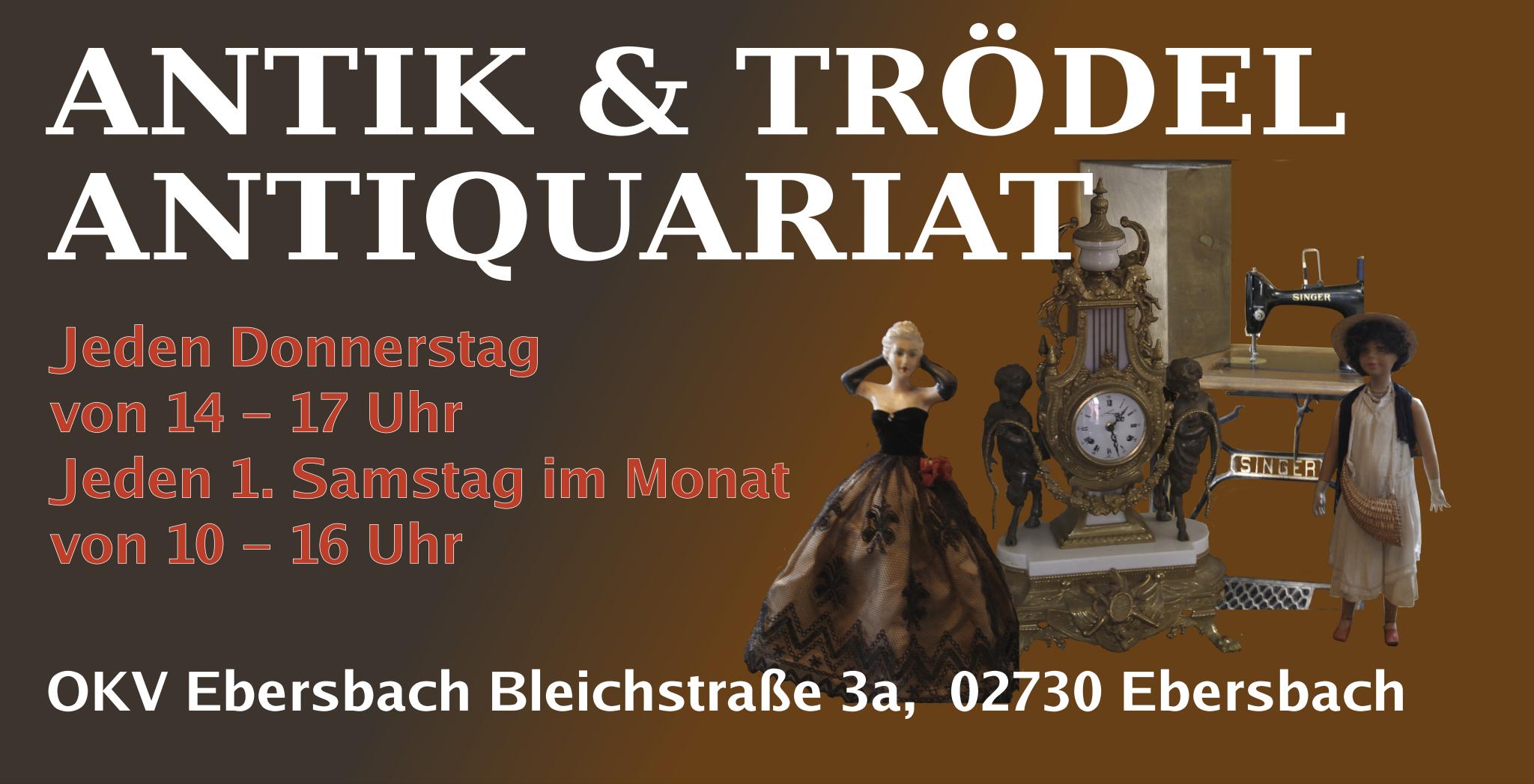 Trödelhalle Ebersbach - direkt an der B96 - Antiquariat,
 Stoffverkauf,
 Second Hand,
 Restposten,
 Haushaltsauflösungen & Beräumungen